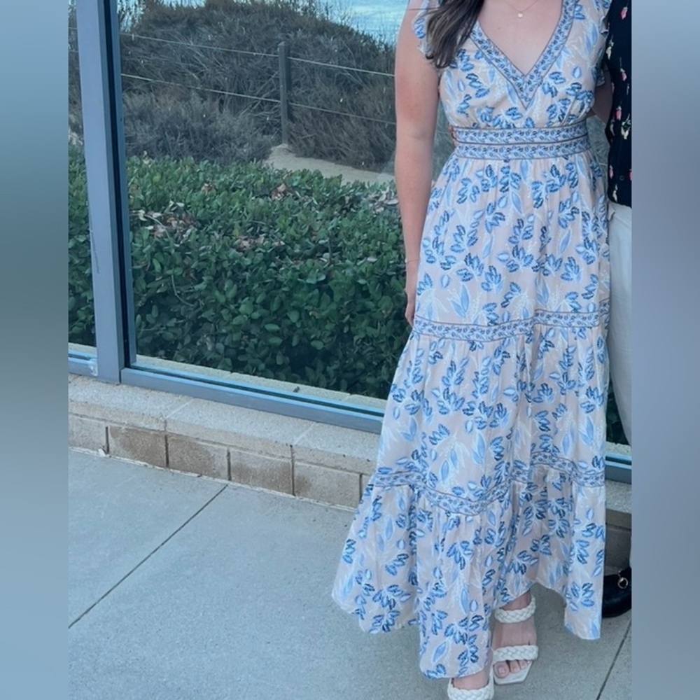 Floral Blue and Cream Maxi Dress - Picture 5 of 5